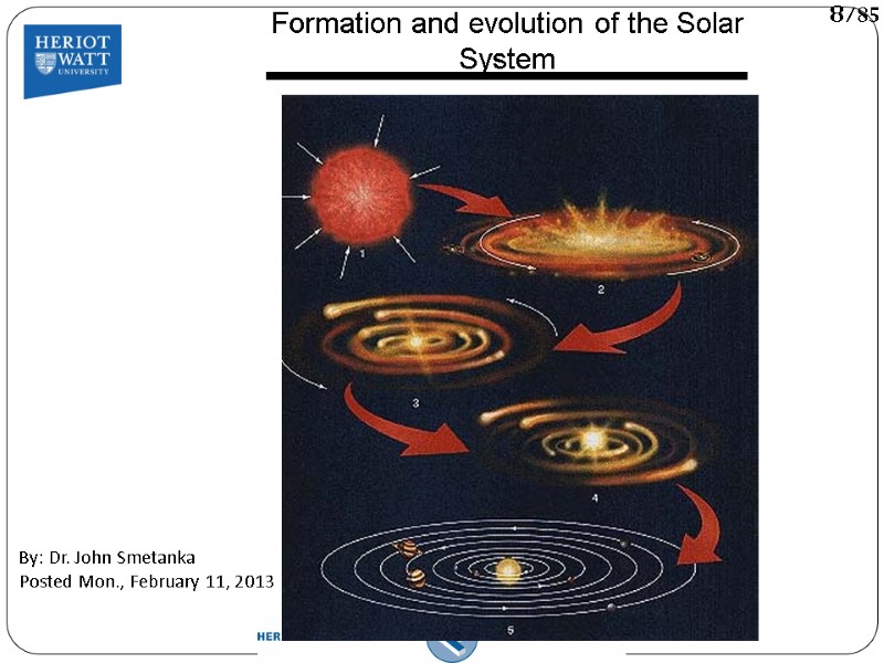 Formation and evolution of the Solar System By: Dr. John Smetanka Posted Mon., February